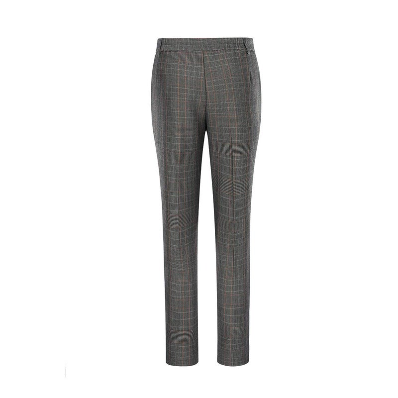 YUNCLOS Women's Vintage 2 Piece Plaid Suit Set 1 Button Stylish Blazer and Pants Gray - Image 3